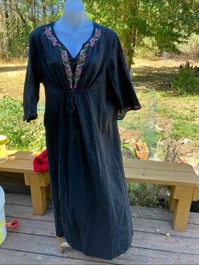 2X cotton embroidered dress by Dreams & Co